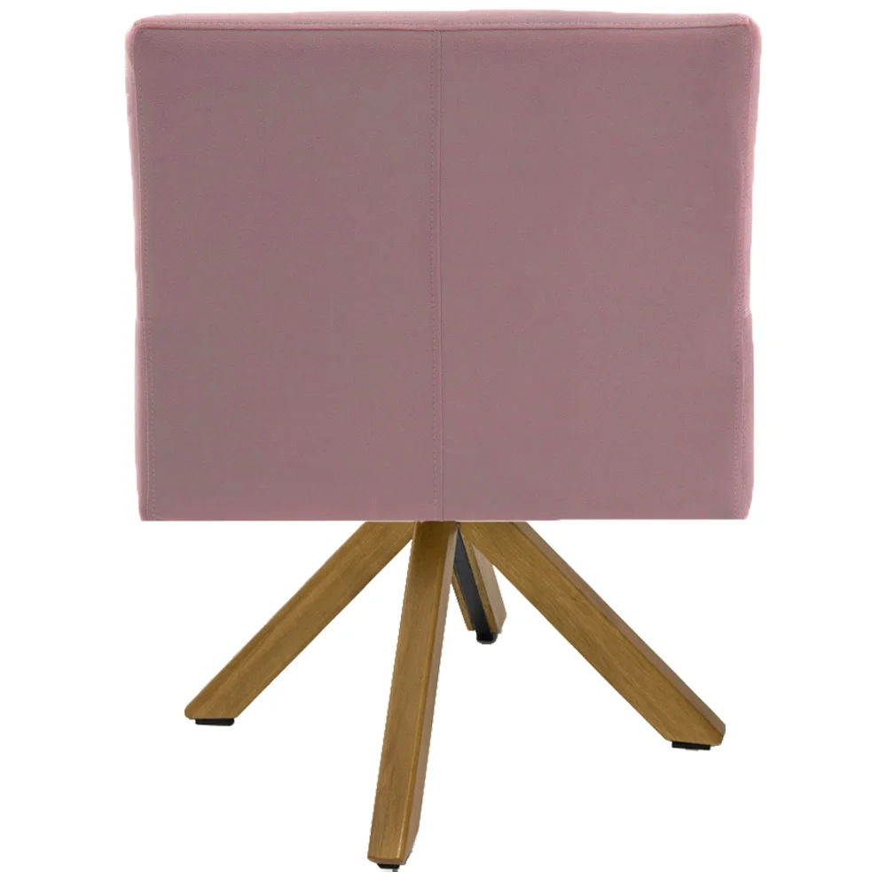 Poltrona Decorativa Giratória Base Giromad Madeira Angel Veludo C-305 Rosa - Domi