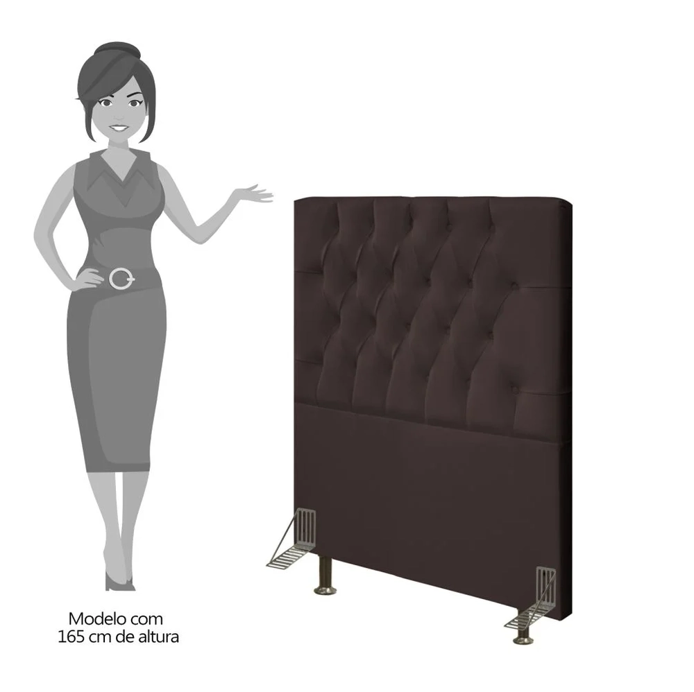 Cabeceira Cama Box Solteiro 90cm Diamante Sintético Marrom Z51 - Mpozenato