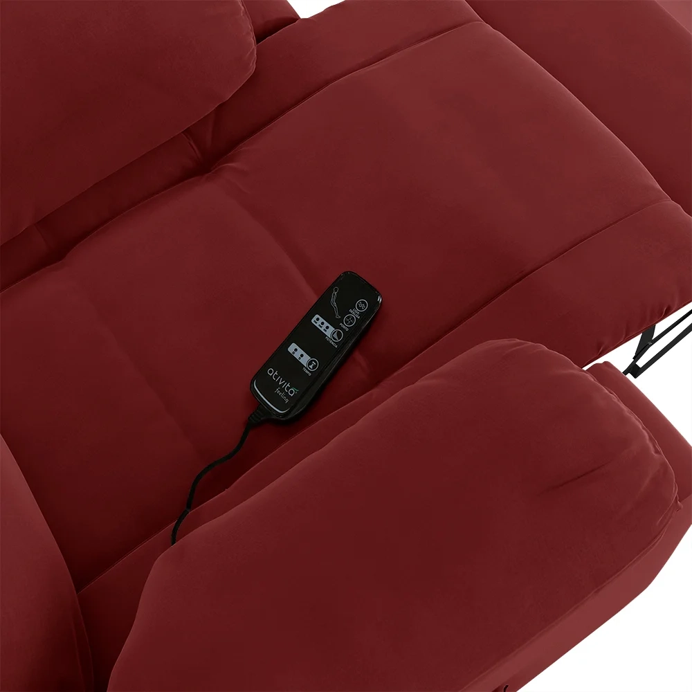 Poltrona do Papai Reclinável Pietra Power Touch Massagem FH9 Veludo Vermelho - Mpozenato