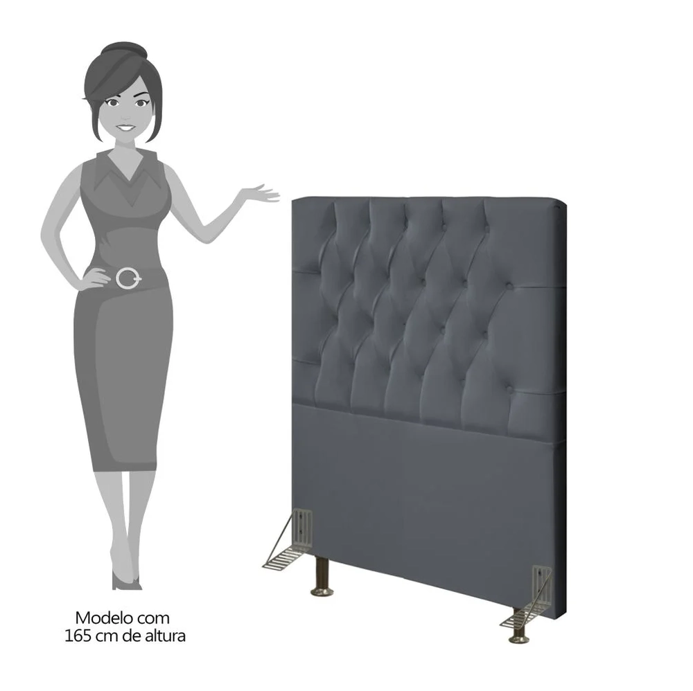Cabeceira Cama Box Solteiro 90cm Diamante Suede Cinza Z51 - Mpozenato