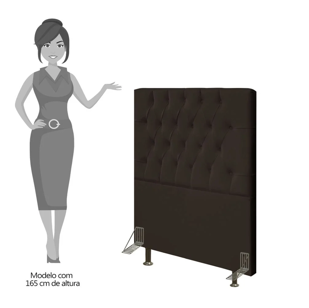 Cabeceira Cama Box Solteiro 90cm Diamante Suede Marrom Z51 - Mpozenato