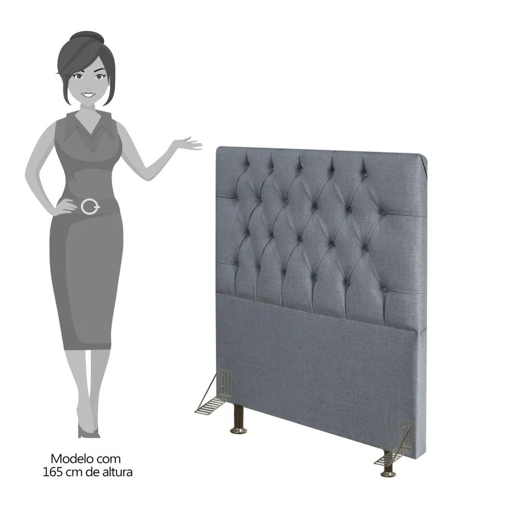 Cabeceira Cama Box Solteiro 90cm Diamante Linho Cinza Z51 - Mpozenato