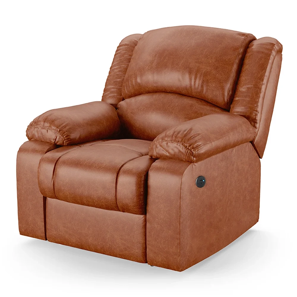 Poltrona do Papai Reclinável Pietra Power Touch Massagem FH9 PU Caramelo Brilho - Mpozenato