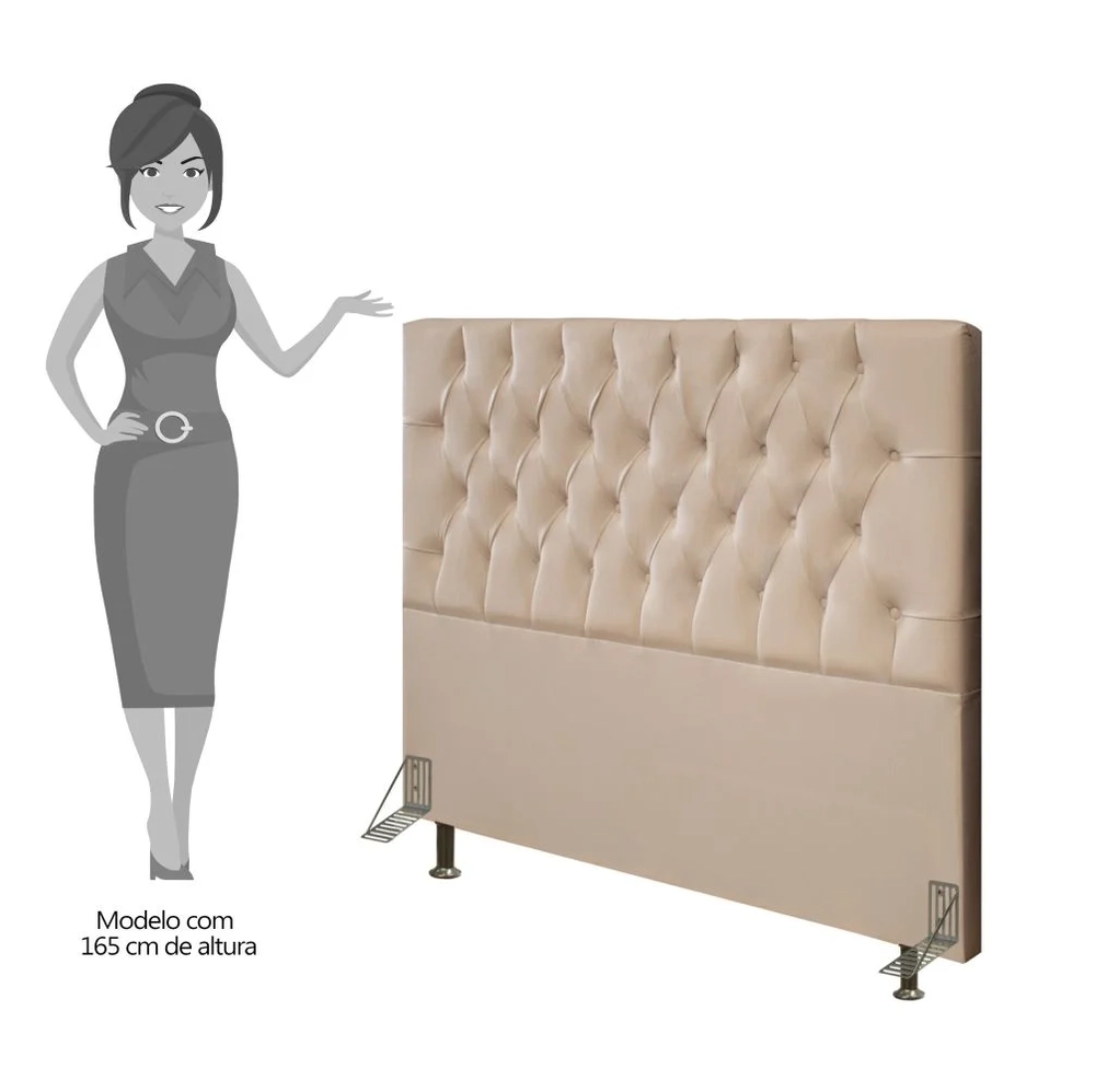 Cabeceira Cama Box Casal 140cm Diamante Veludo Bege Z51 - Mpozenato