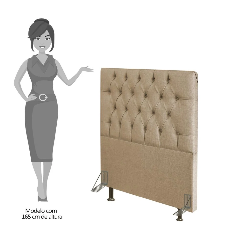 Cabeceira Cama Box Solteiro 90cm Diamante Linho Bege Z51 - Mpozenato