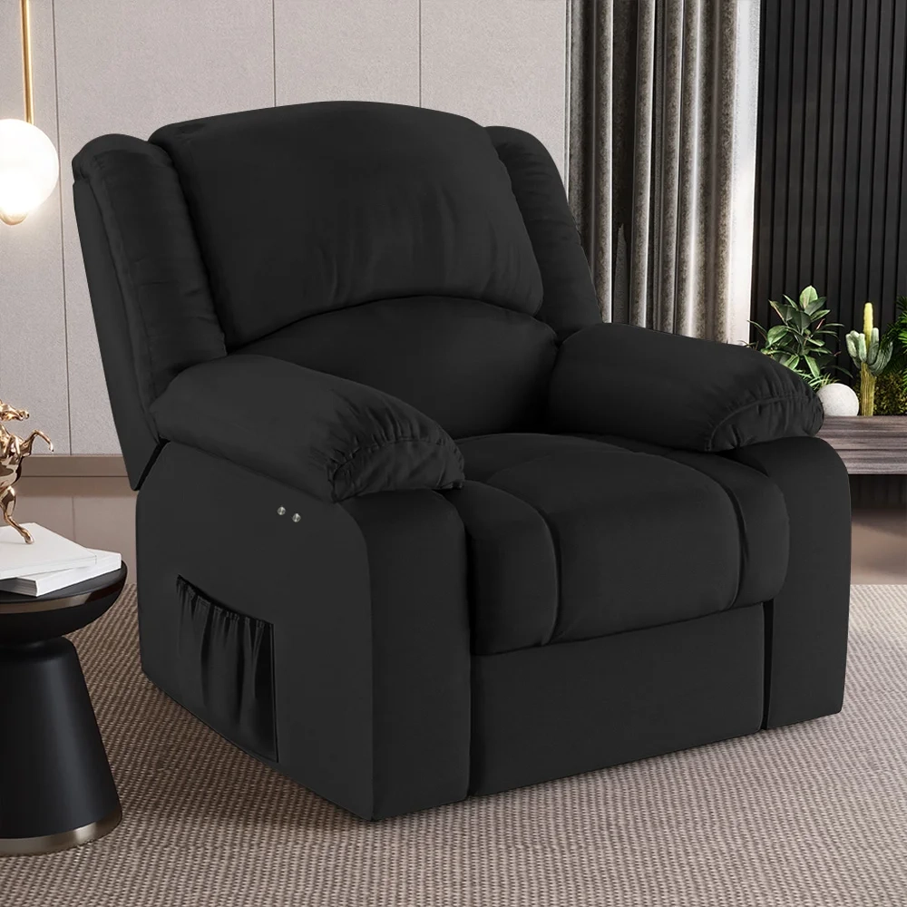 Poltrona do Papai Reclinável Pietra Power Touch Massagem FH9 PU Preto - Mpozenato