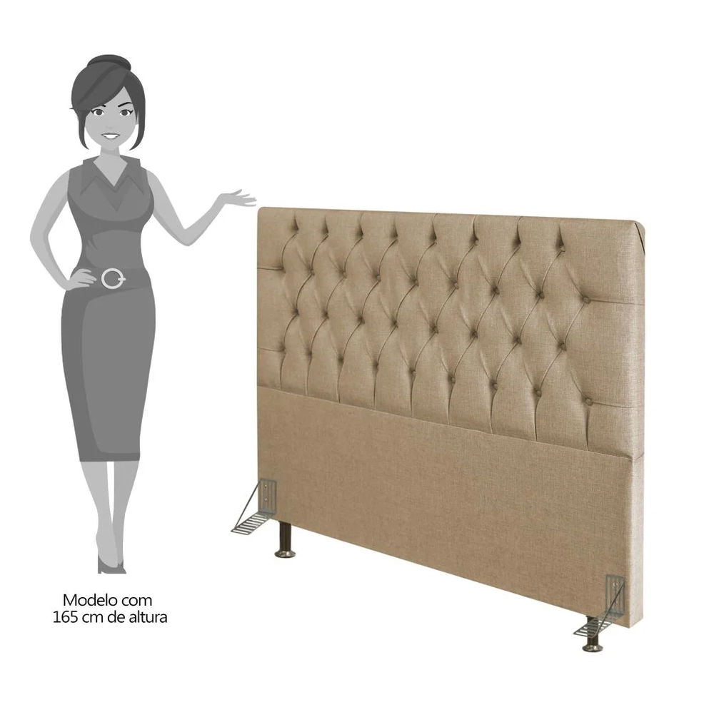 Cabeceira Cama Box Casal Queen 160cm Diamante Linho Bege Z51 - Mpozenato