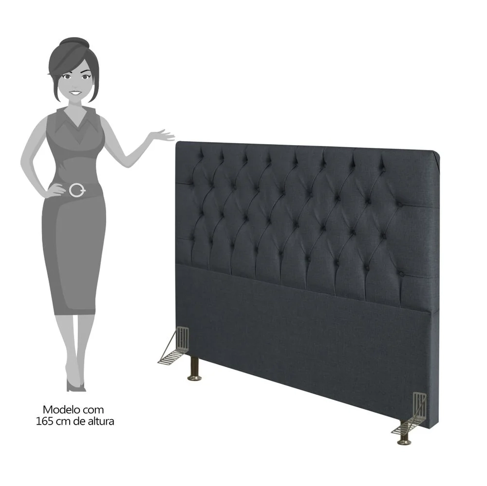 Cabeceira Cama Box Casal Queen 160cm Diamante Linho Chumbo Z51 - Mpozenato