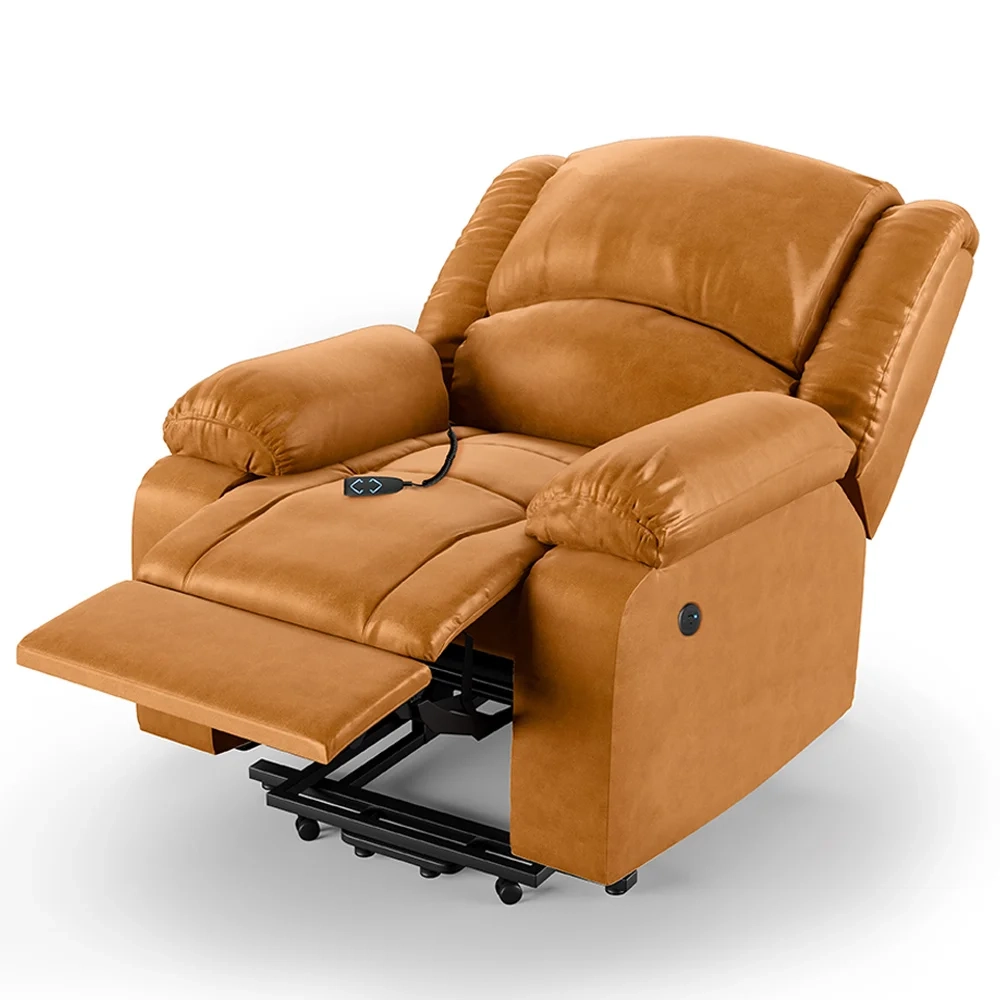 Poltrona do Papai Reclinável Pietra Elevação Lift Elétrico FH9 PU Whisky - Mpozenato