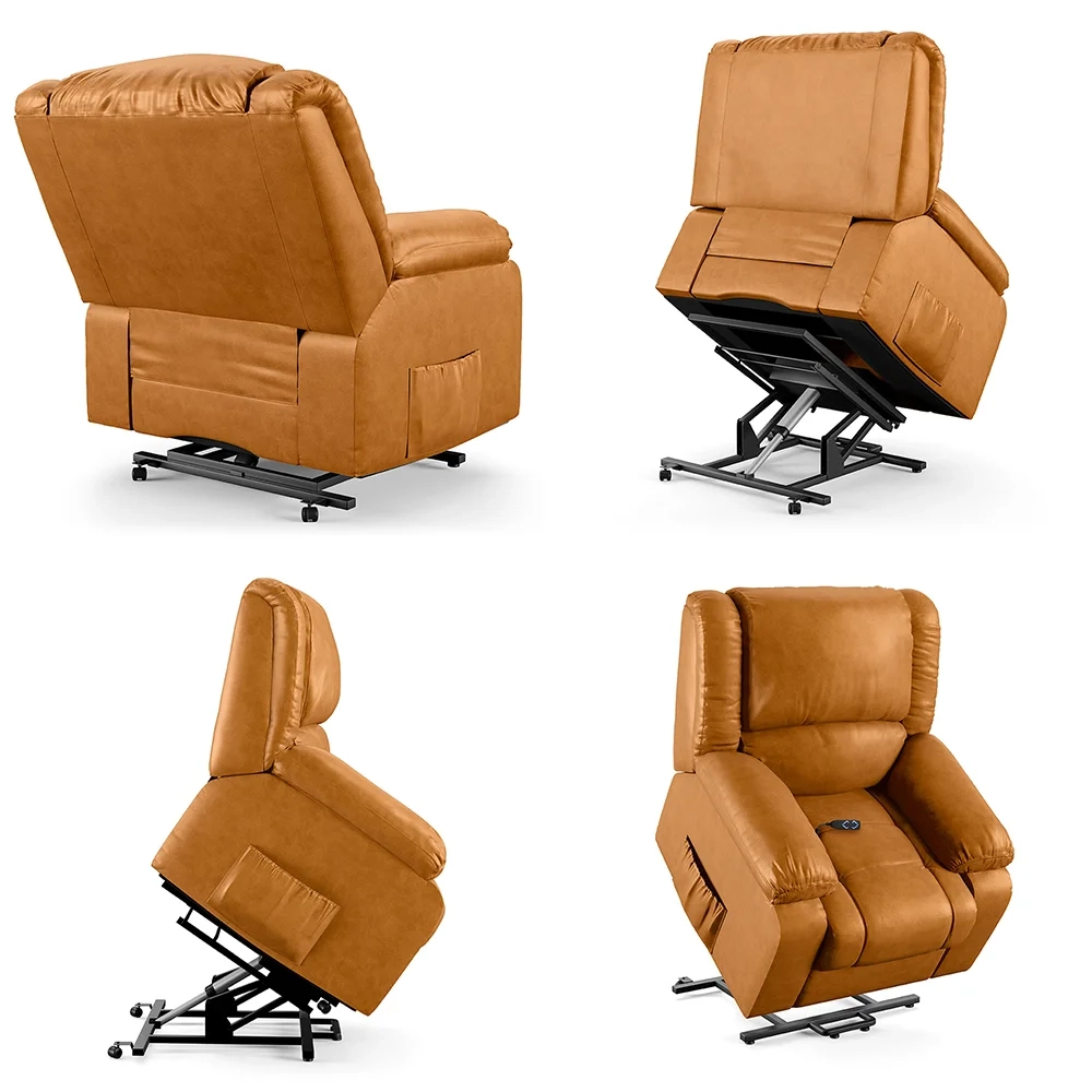Poltrona do Papai Reclinável Pietra Elevação Lift Elétrico FH9 PU Whisky - Mpozenato