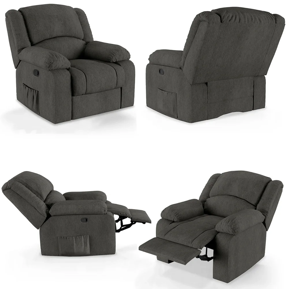 Poltrona do Papai Reclinável Pietra Zero Wall FH9 Linho Grafite - Mpozenato