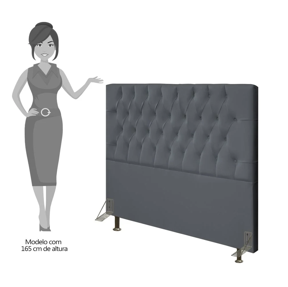 Cabeceira Cama Box Casal King 195cm Diamante Veludo Cinza Z51 - Mpozenato