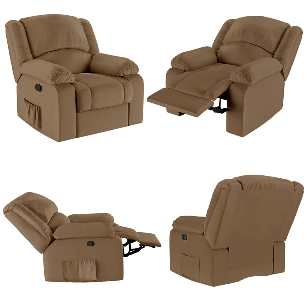 Poltrona do Papai Reclinável Pietra Zero Wall FH9 PU Caramelo - Mpozenato