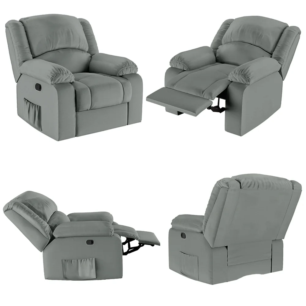 Poltrona do Papai Reclinável Pietra Zero Wall FH9 PU Cinza - Mpozenato