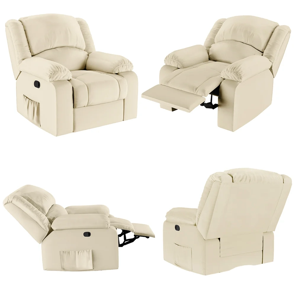 Poltrona do Papai Reclinável Pietra Zero Wall FH9 PU Bege - Mpozenato