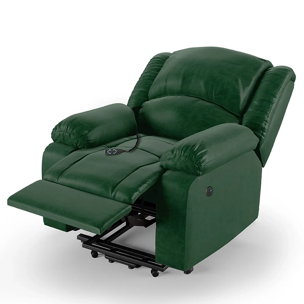 Poltrona do Papai Reclinável Pietra Elevação Lift Elétrico FH9 PU Verde Musgo - Mpozenato