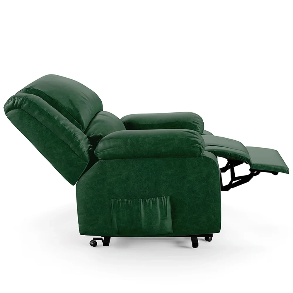 Poltrona do Papai Reclinável Pietra Elevação Lift Elétrico FH9 PU Verde Musgo - Mpozenato