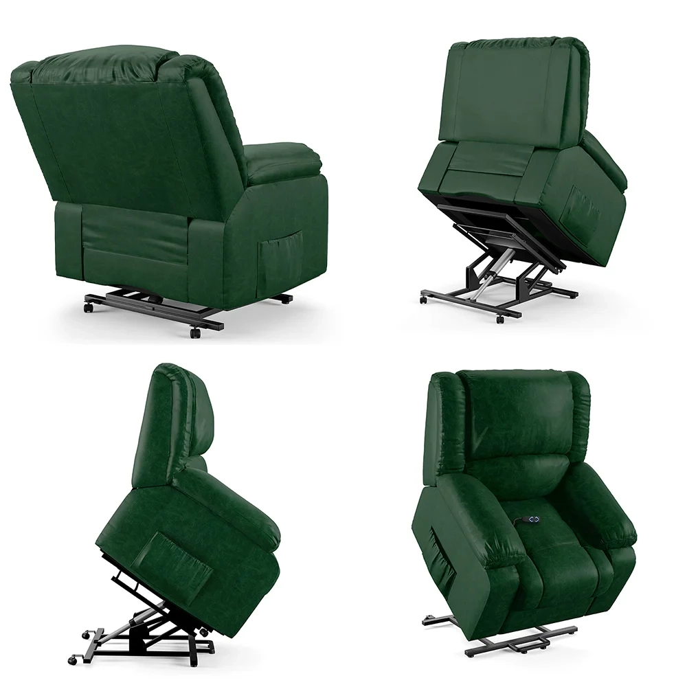 Poltrona do Papai Reclinável Pietra Elevação Lift Elétrico FH9 PU Verde Musgo - Mpozenato