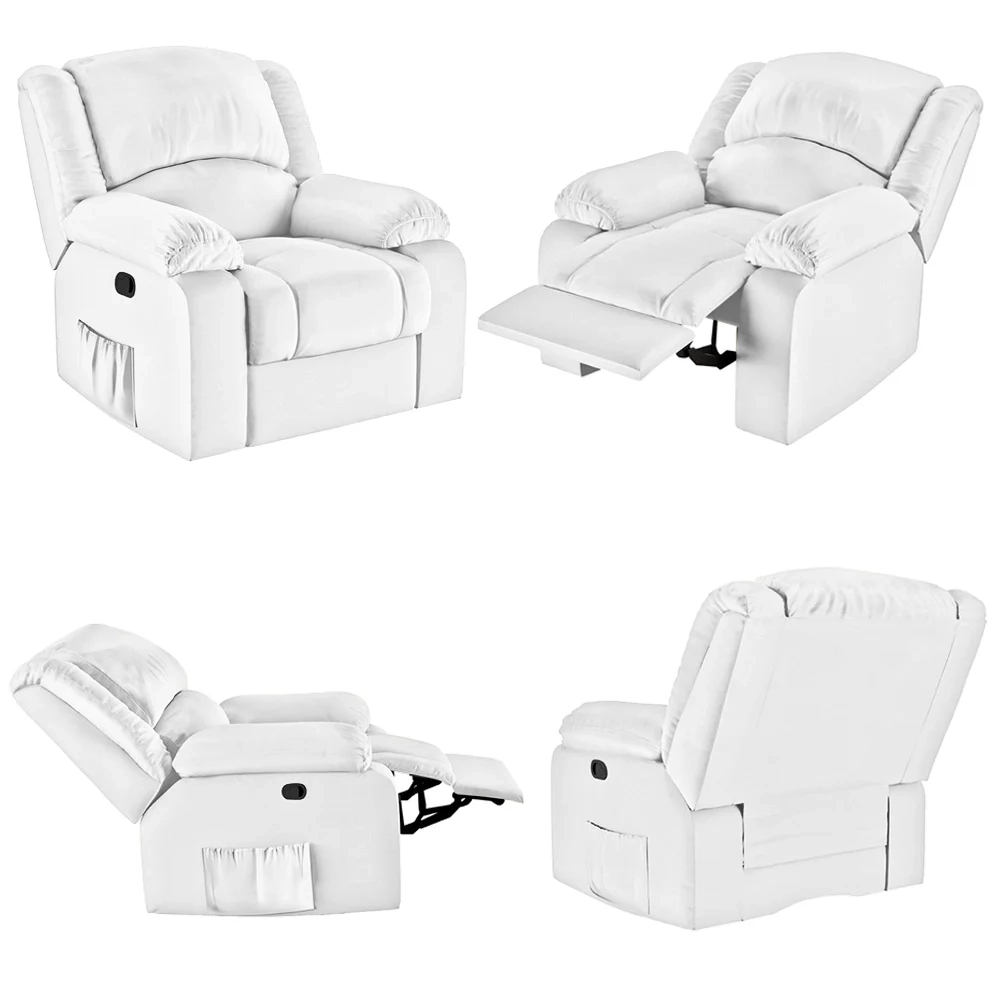 Poltrona do Papai Reclinável Pietra Zero Wall FH9 PU Branco - Mpozenato