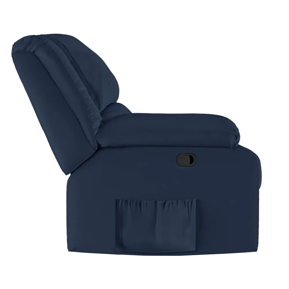 Poltrona do Papai Reclinável Pietra Zero Wall FH9 PU Azul - Mpozenato