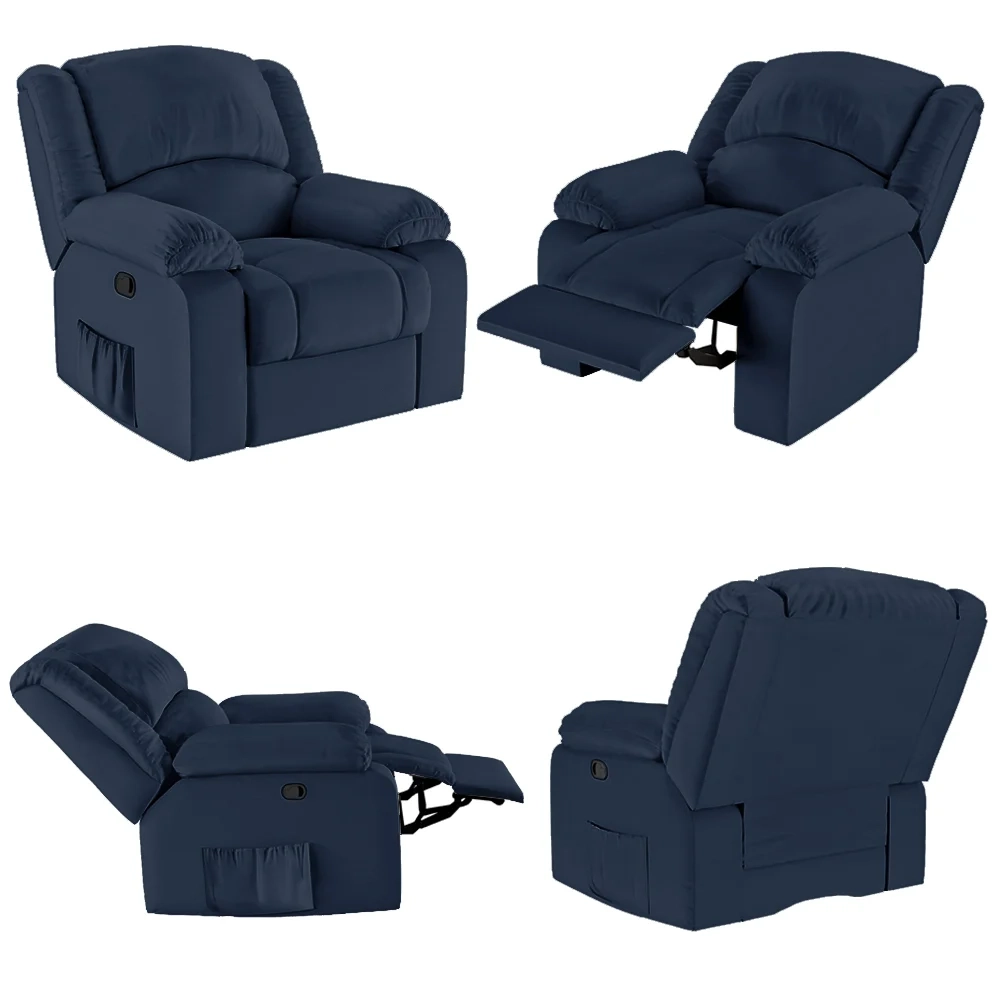 Poltrona do Papai Reclinável Pietra Zero Wall FH9 PU Azul - Mpozenato