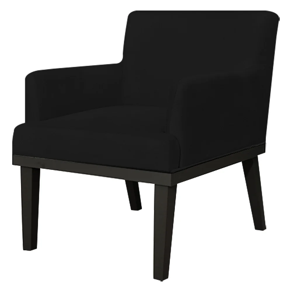 Poltrona Decorativa Sala de Estar e Recepção Vitória W01 Suede Preto - Mpozenato