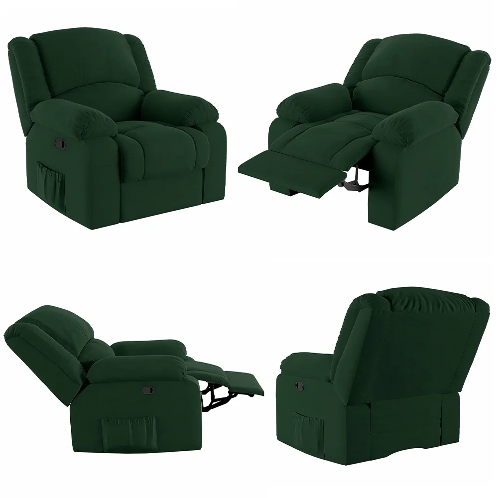 Poltrona do Papai Reclinável Pietra Zero Wall FH9 Veludo Verde - Mpozenato