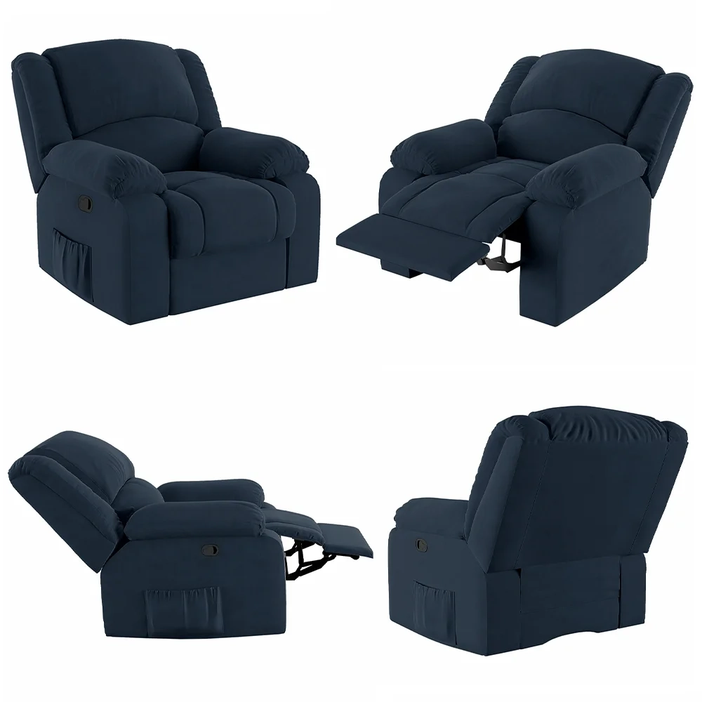 Poltrona do Papai Reclinável Pietra Zero Wall FH9 Veludo Azul - Mpozenato