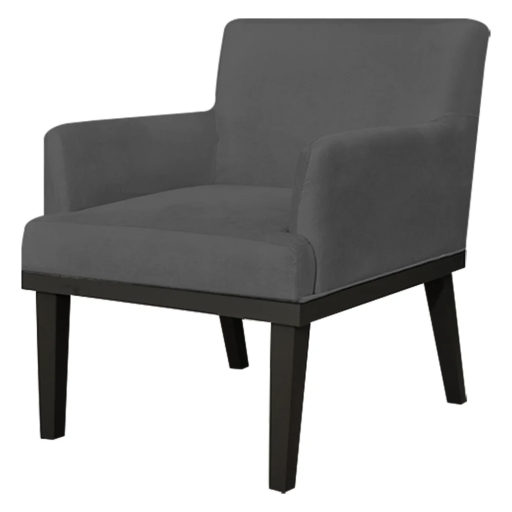 Poltrona Decorativa Sala de Estar e Recepção Vitória W01 Suede Cinza - Mpozenato