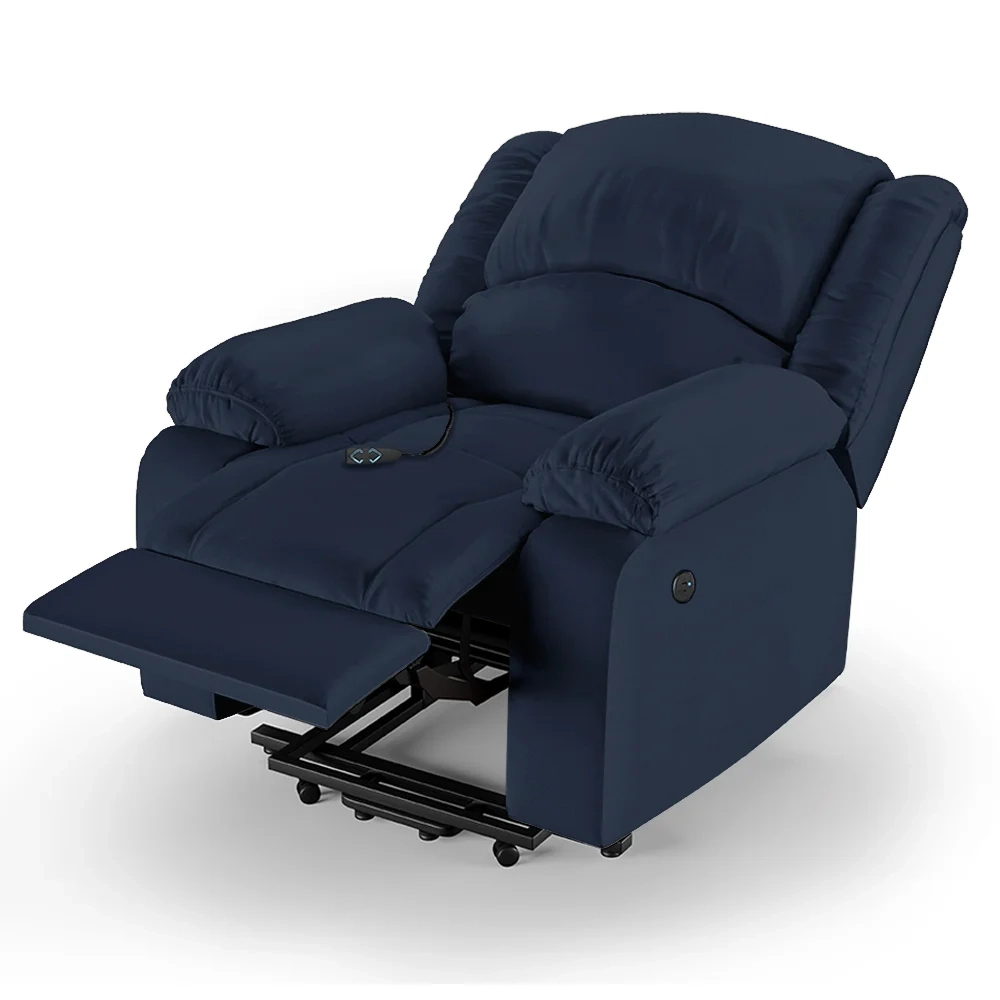 Poltrona do Papai Reclinável Pietra Elevação Lift Elétrico FH9 PU Azul - Mpozenato