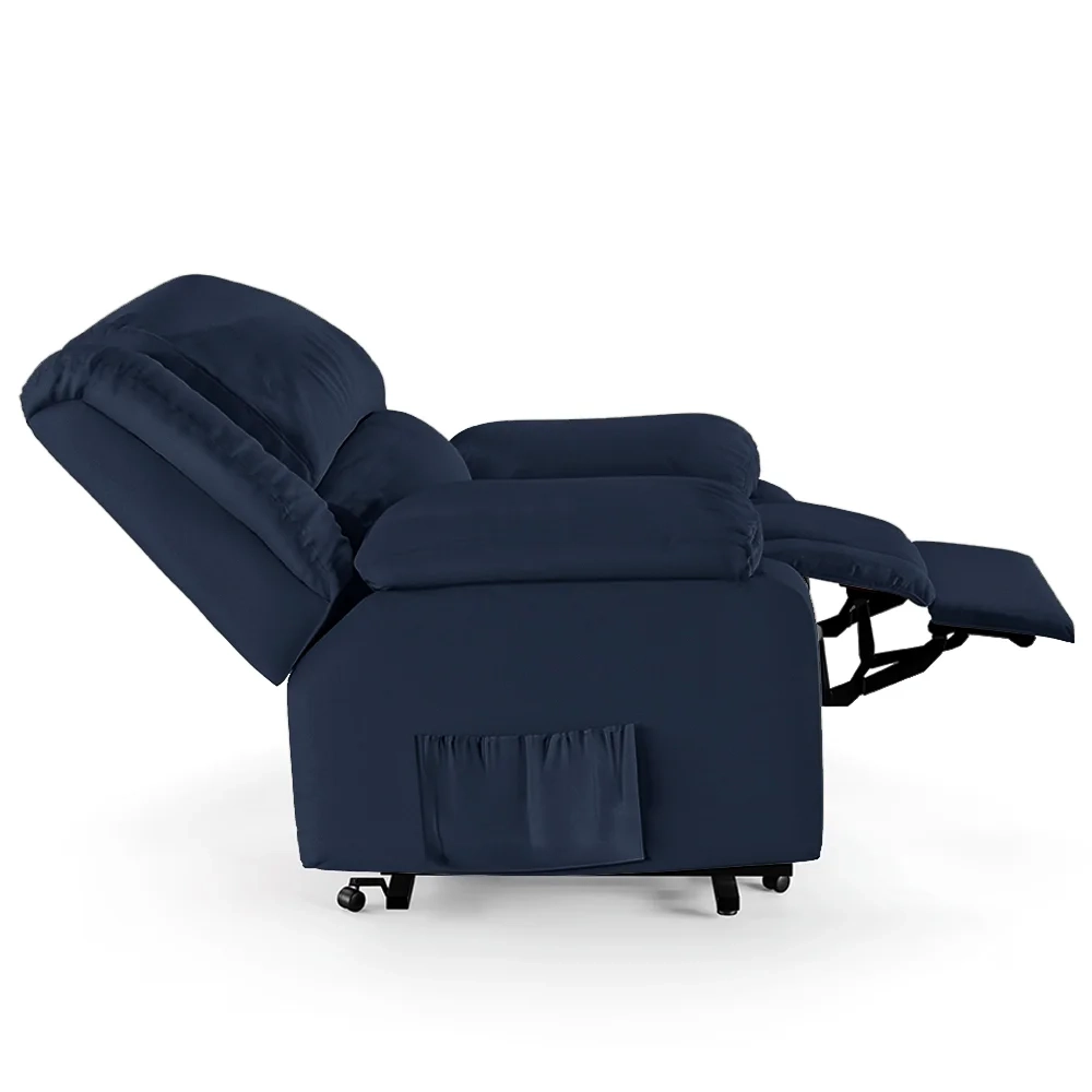 Poltrona do Papai Reclinável Pietra Elevação Lift Elétrico FH9 PU Azul - Mpozenato