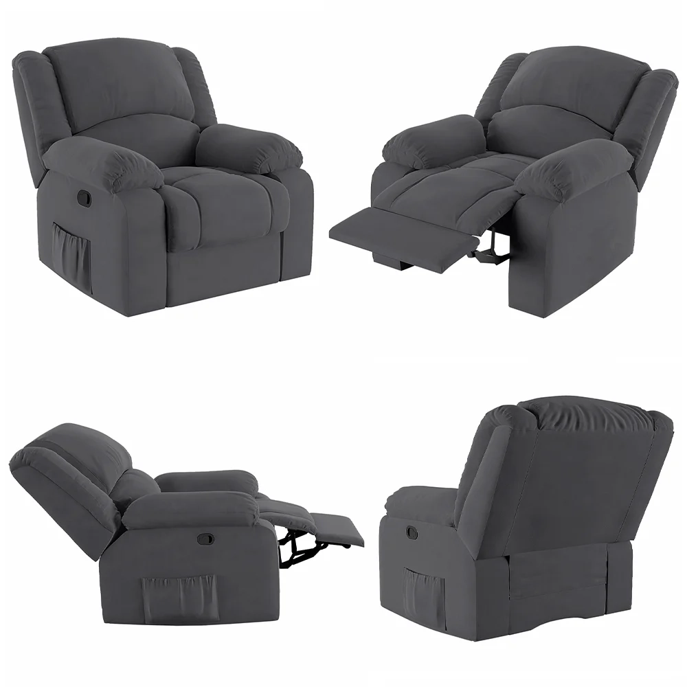 Poltrona do Papai Reclinável Pietra Zero Wall FH9 Veludo Cinza - Mpozenato