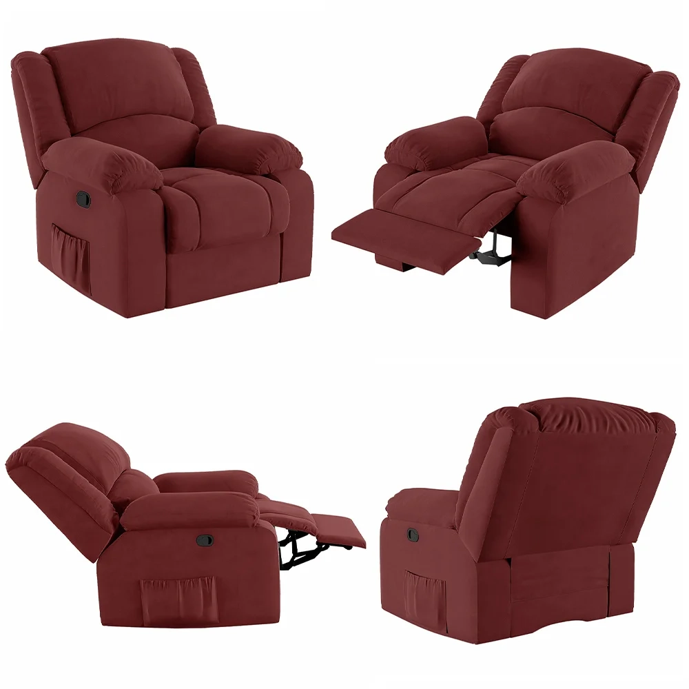 Poltrona do Papai Reclinável Pietra Zero Wall FH9 Veludo Vermelho - Mpozenato