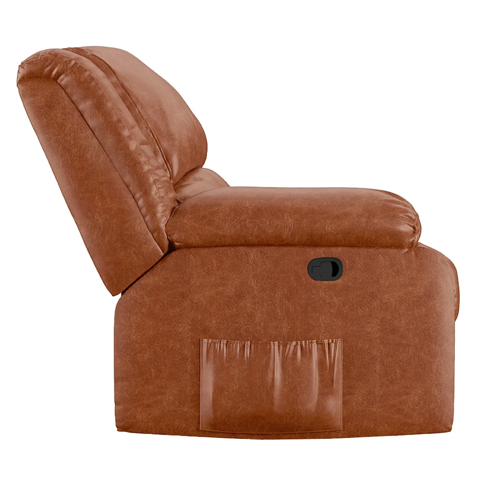 Poltrona do Papai Reclinável Pietra Zero Wall FH9 PU Caramelo Brilho - Mpozenato