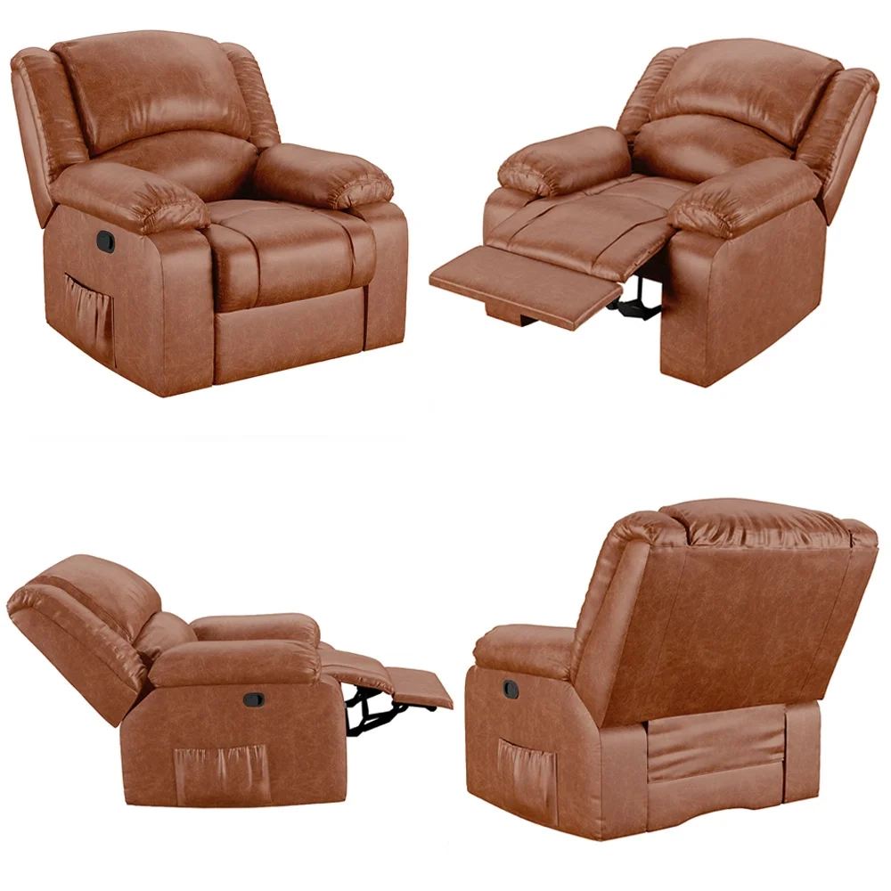 Poltrona do Papai Reclinável Pietra Zero Wall FH9 PU Caramelo Brilho - Mpozenato