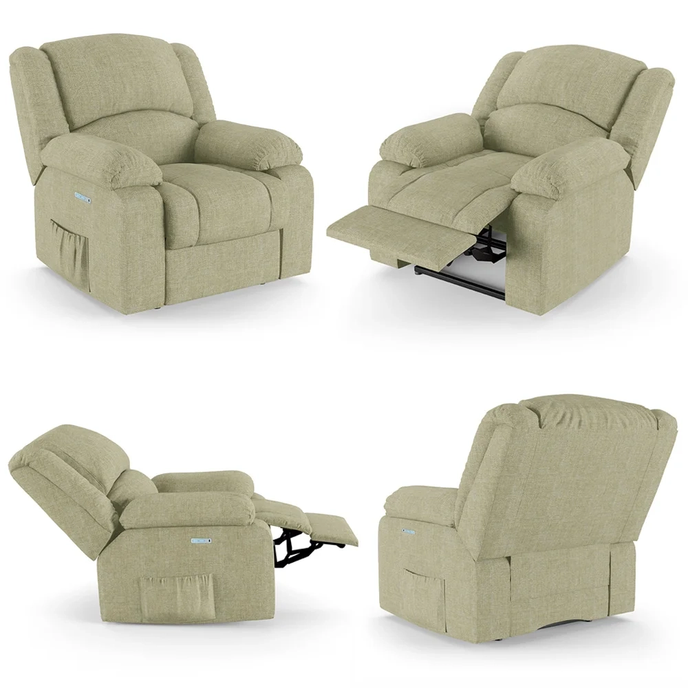 Poltrona do Papai Reclinável Pietra Elétrica LED FH9 Linho Bege - Mpozenato