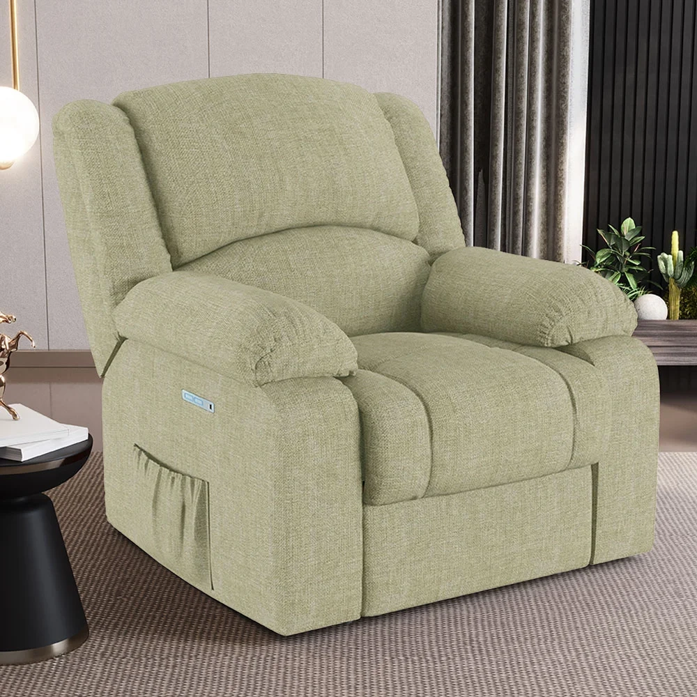 Poltrona do Papai Reclinável Pietra Elétrica LED FH9 Linho Bege - Mpozenato