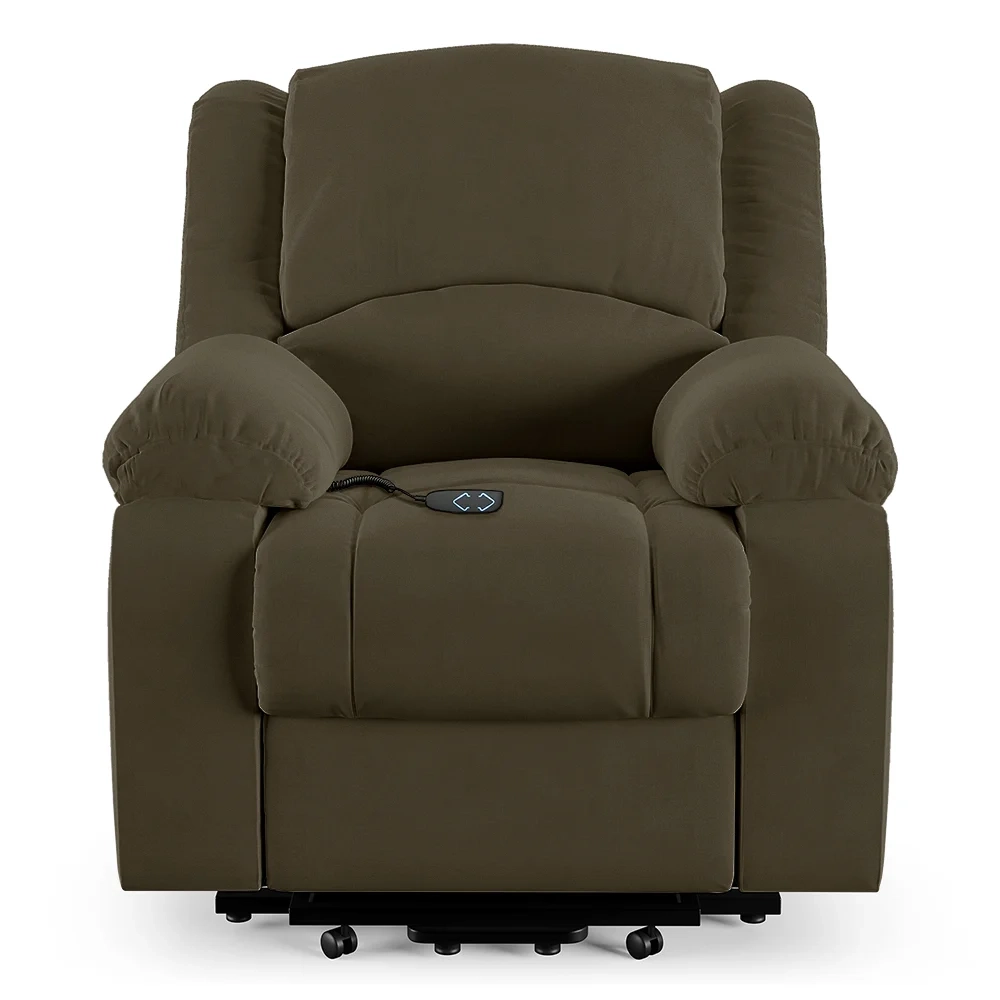 Poltrona do Papai Reclinável Pietra Elevação Lift Elétrico FH9 Veludo Capuccino - Mpozenato