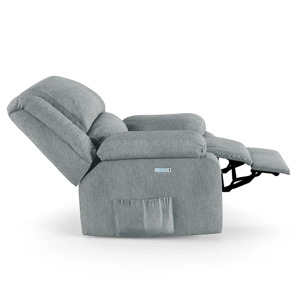 Poltrona do Papai Reclinável Pietra Elétrica LED FH9 Linho Cinza - Mpozenato
