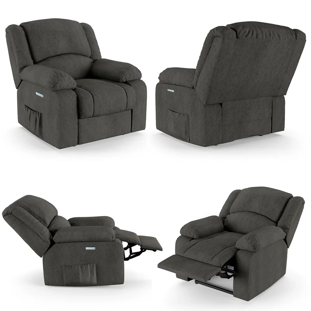 Poltrona do Papai Reclinável Pietra Elétrica LED FH9 Linho Grafite - Mpozenato