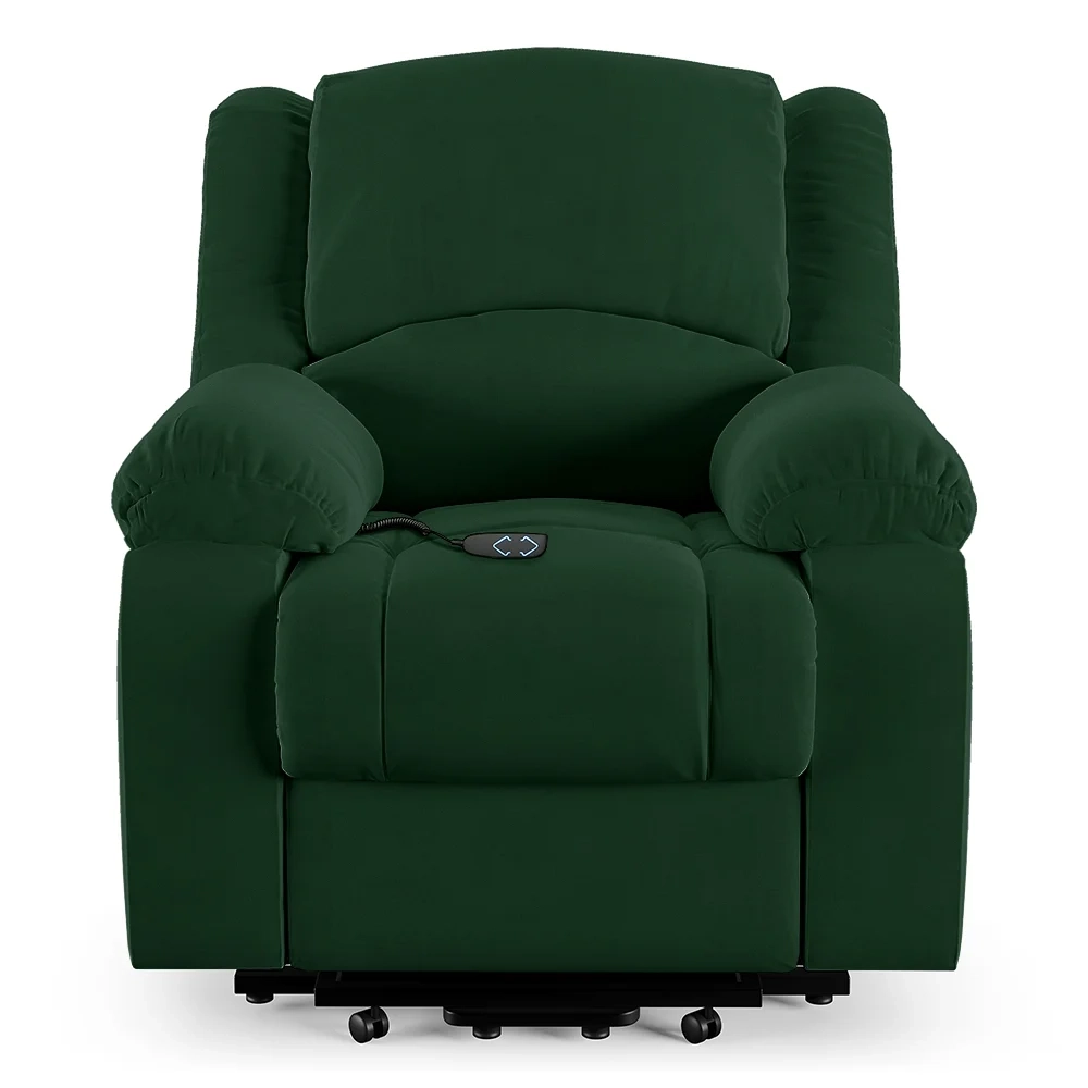 Poltrona do Papai Reclinável Pietra Elevação Lift Elétrico FH9 Veludo Verde - Mpozenato