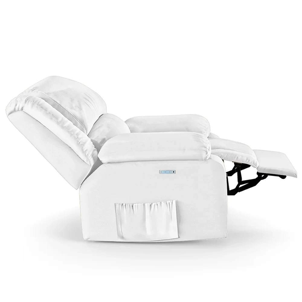 Poltrona do Papai Reclinável Pietra Elétrica LED FH9 PU Branco - Mpozenato