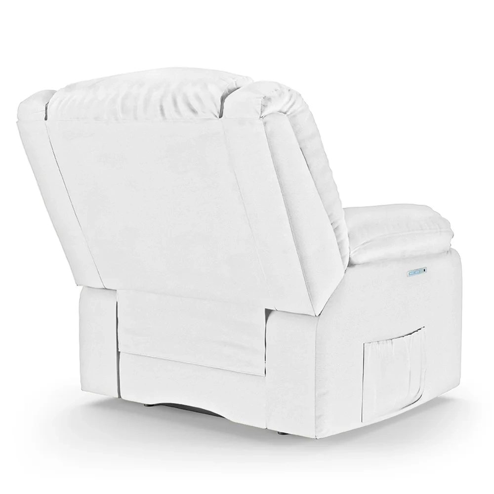 Poltrona do Papai Reclinável Pietra Elétrica LED FH9 PU Branco - Mpozenato