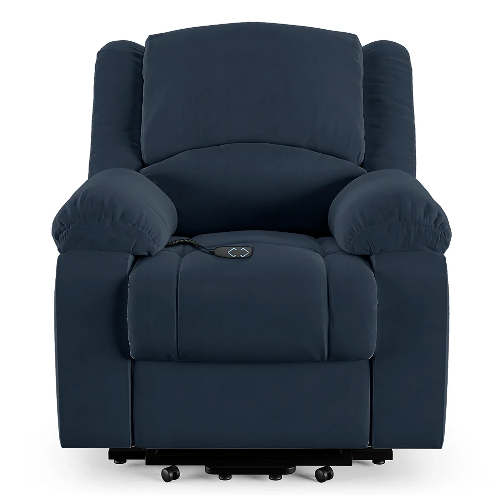 Poltrona do Papai Reclinável Pietra Elevação Lift Elétrico FH9 Veludo Azul - Mpozenato