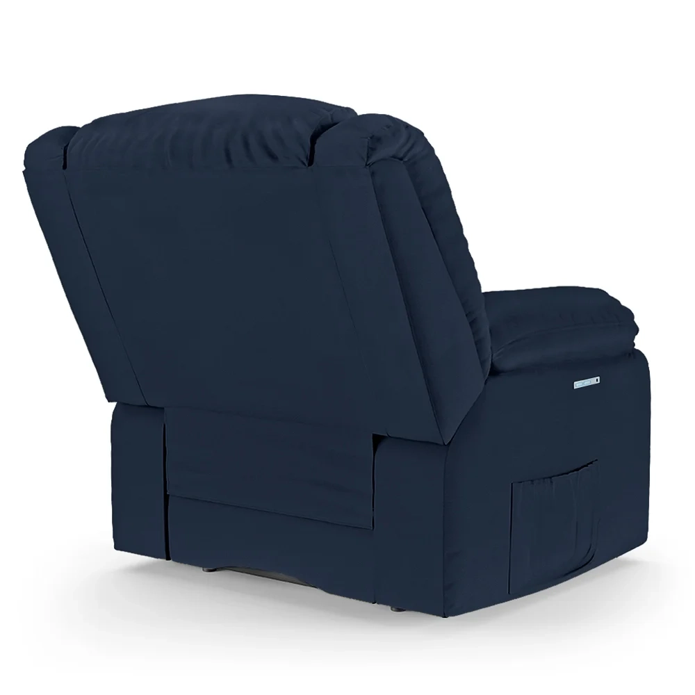Poltrona do Papai Reclinável Pietra Elétrica LED FH9 PU Azul - Mpozenato