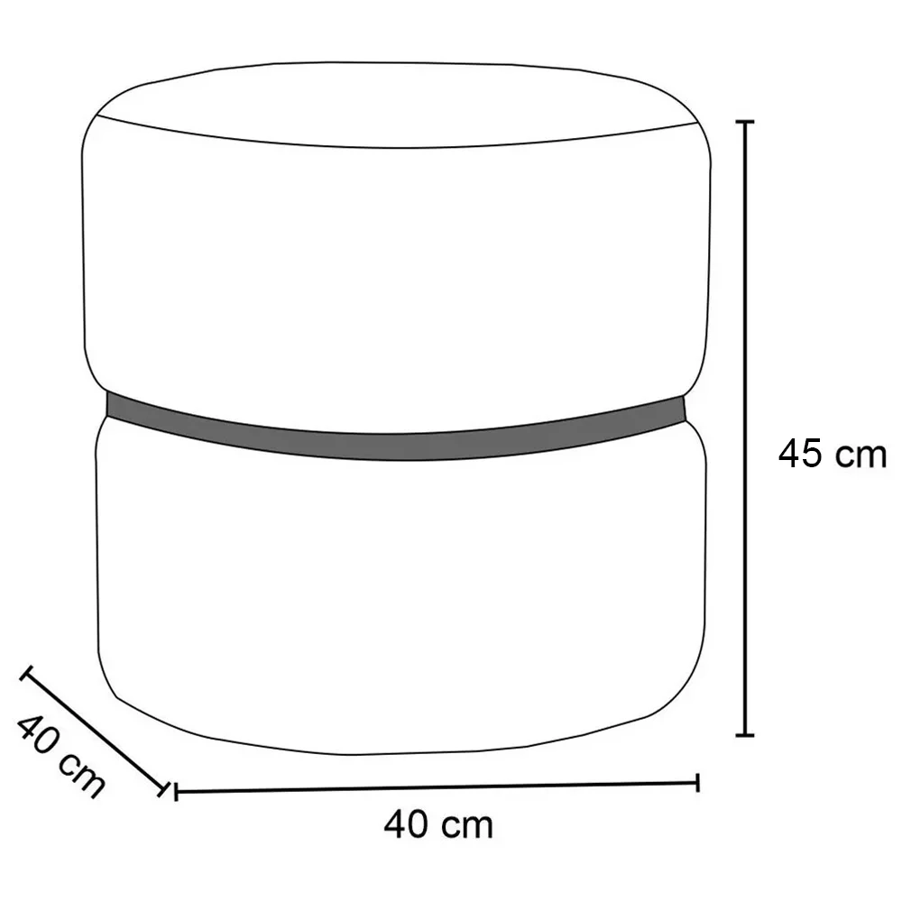 Puff Decorativo Com Cinto Rosê Round C-309 Veludo Bege Claro - Domi