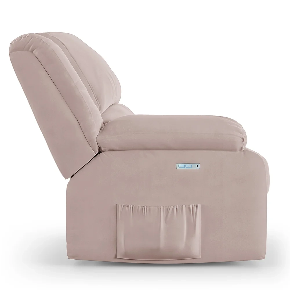 Poltrona do Papai Reclinável Pietra Elétrica LED FH9 Veludo Rosê - Mpozenato