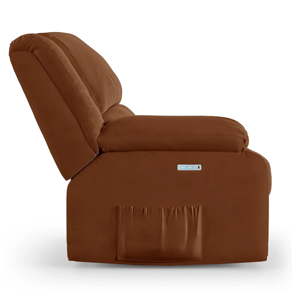 Poltrona do Papai Reclinável Pietra Elétrica LED FH9 Veludo Terracota - Mpozenato