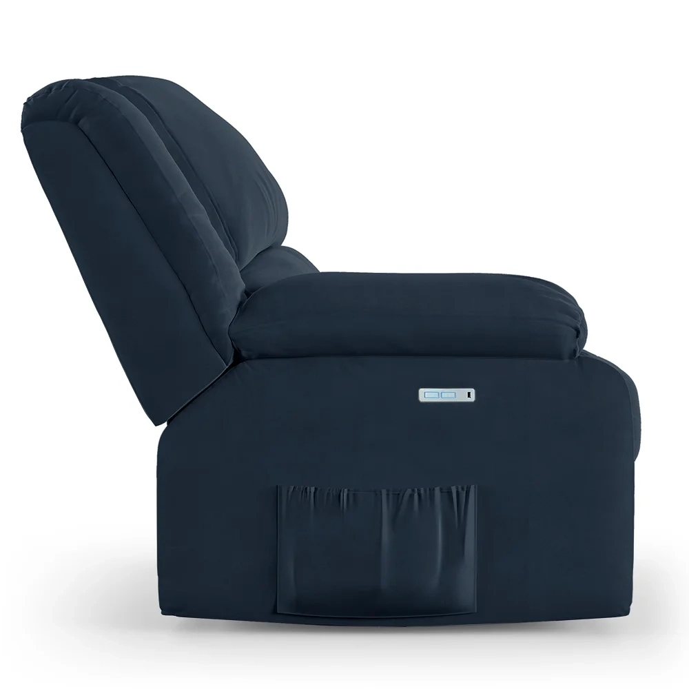 Poltrona do Papai Reclinável Pietra Elétrica LED FH9 Veludo Azul - Mpozenato