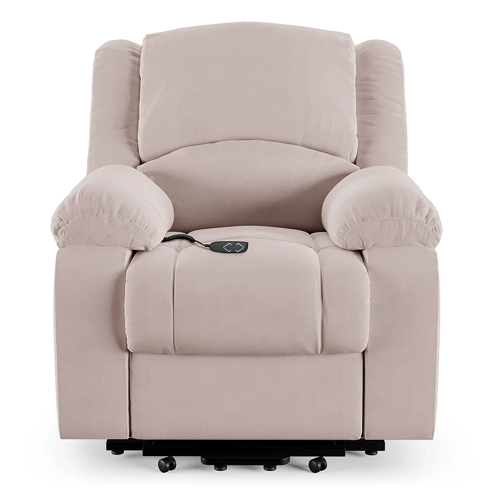 Poltrona do Papai Reclinável Pietra Elevação Lift Elétrico FH9 Veludo Rosê - Mpozenato